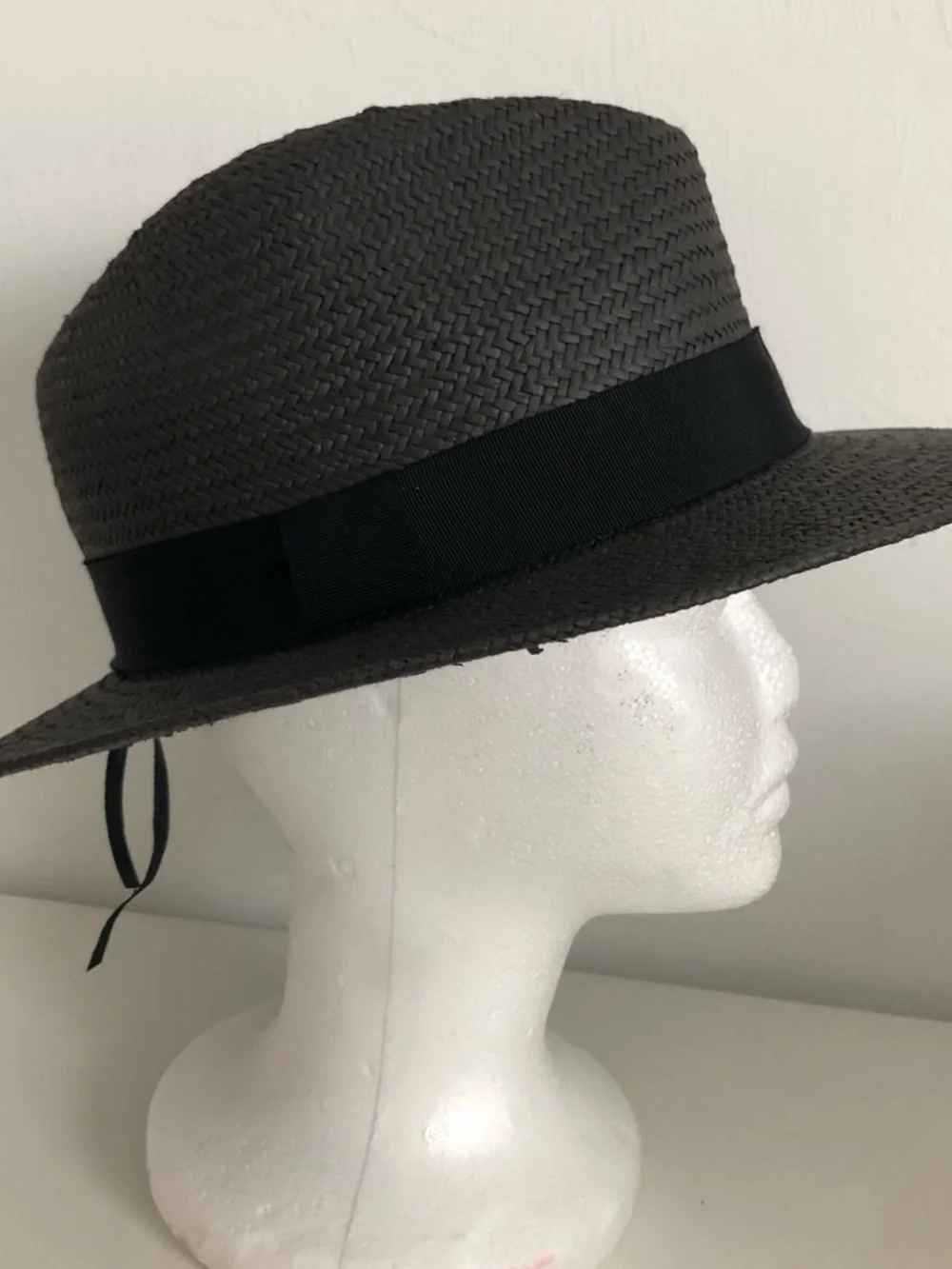 Banana Republic Charcoal Gray Straw Fedora Panama Sun Hat